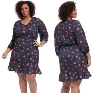 Hutch Anthropologie Heart Print Fit and Flare Mini Dress Size 4X Valentine's